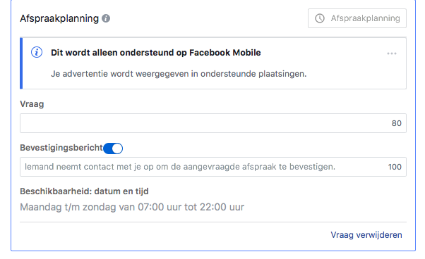 Afspraakvoorkeur Facebook