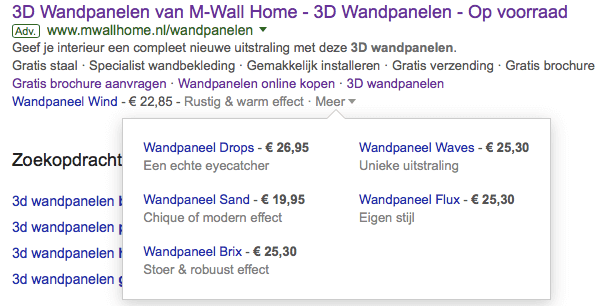 Google Adwords met Prijsextentie