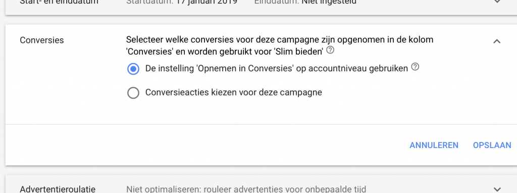 Conversies per campagne in Google Ads