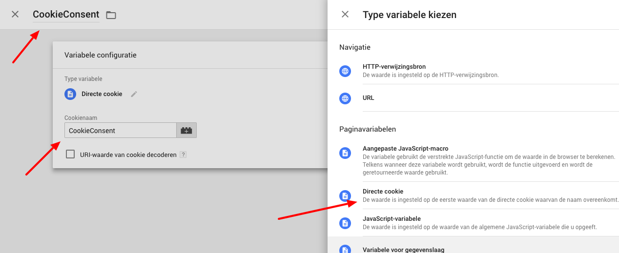 cookie variabele GTM