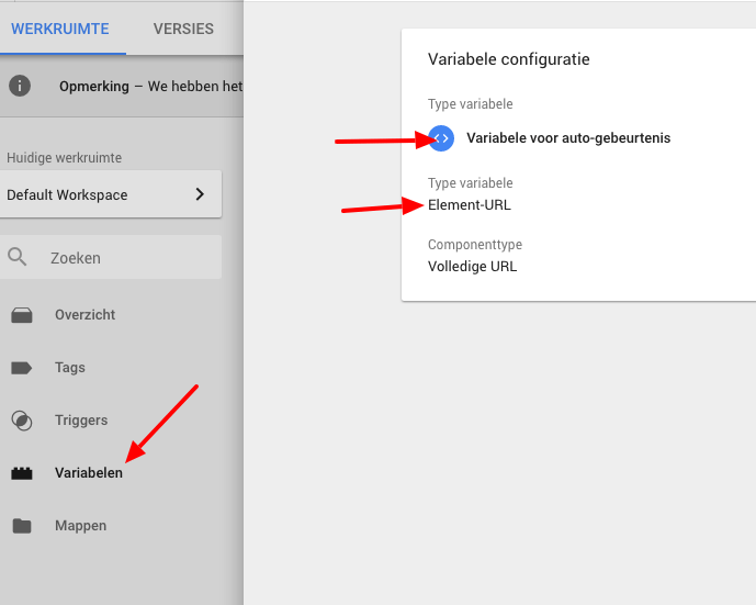 GTM variabele aanmaken
