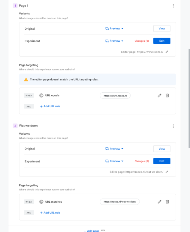 Flows &#038; funnels A/B testen met Google Optimize